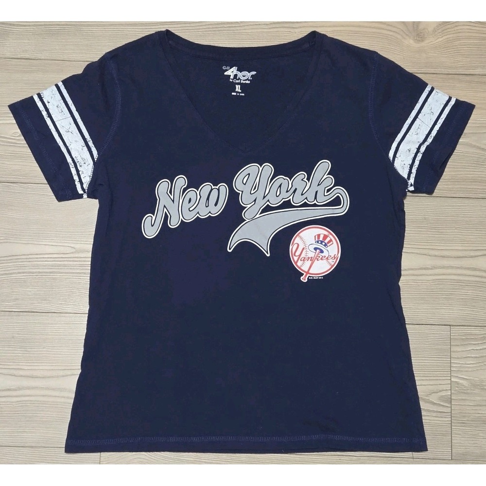 New York Yankees For Her Shirt Womens Size XL GIII Carl Banks Top Blue MLB
